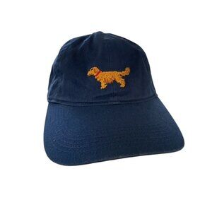 Smathers & Branson Golden Retriever Dog Needlepoint Navy Blue Hat Baseball Cap